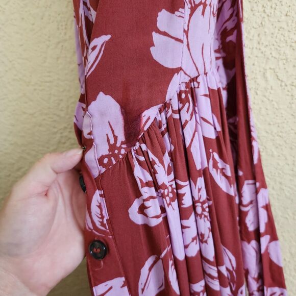 Free People The Perfect Sundress in Watermelon Combo Floral Maxi Red NWT SIZE M - Picture 13 of 13